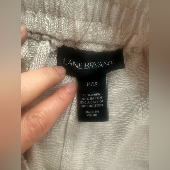 Lane Bryant Beige natural Linen Wide-Leg Pants size 14/16 - Picture 3 of 8